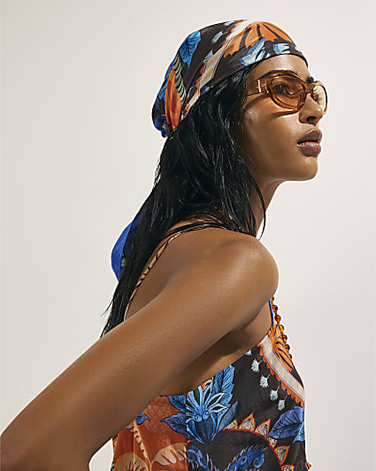 Brown Palm Print Scarf