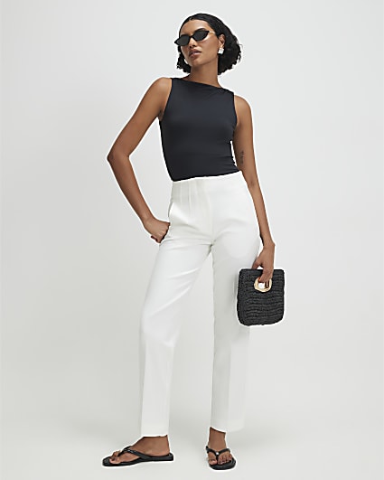 White Tailored Cigarette Trousers