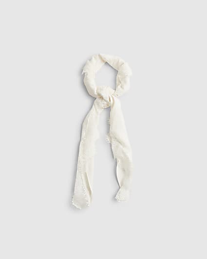 Cream Lace Trim Scarf