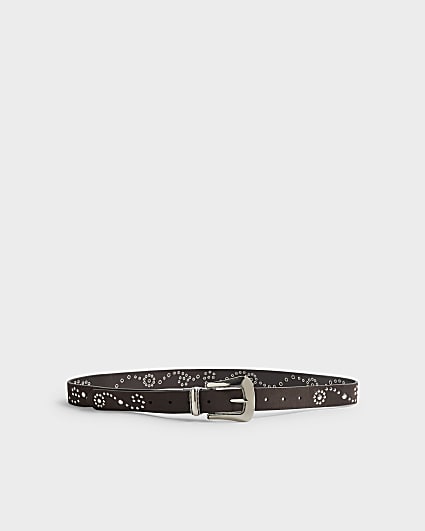 Brown Suede Stud Western Belt