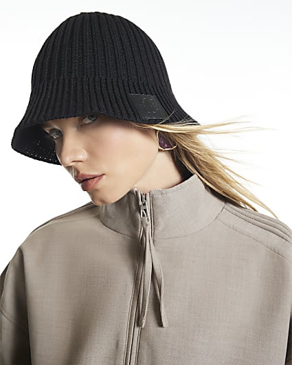 Black Ribbed Bucket Hat