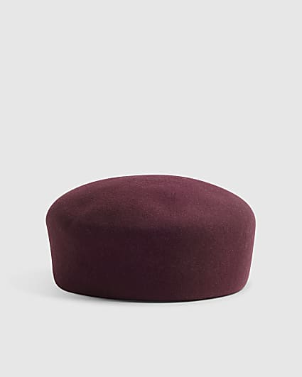 Red Wool Pill Box Hat