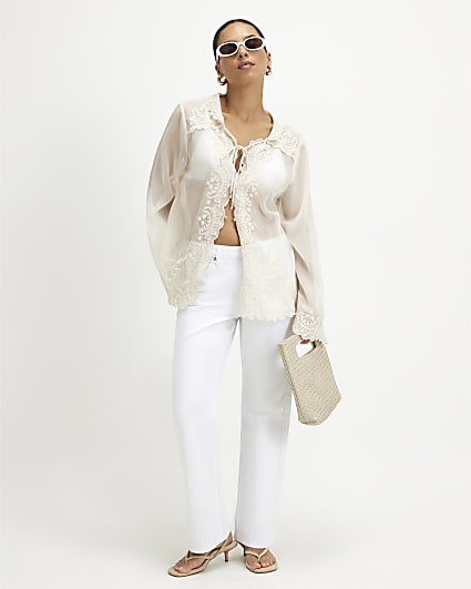 Petite White 90s Slim Straight Leg Jeans