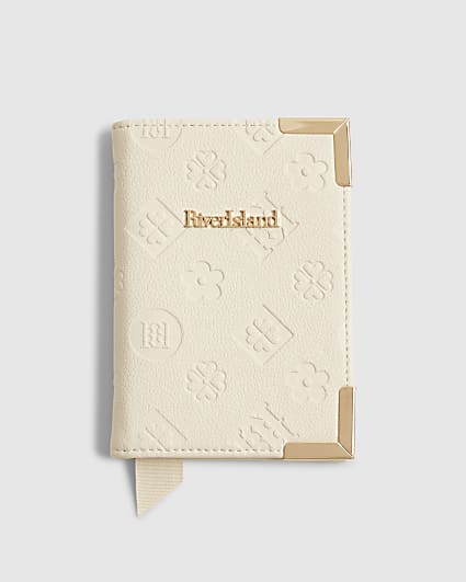 Cream Embossed Monogram Passport Holder
