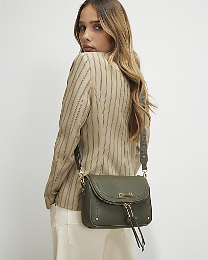 Khaki Zip Cross Body Bag