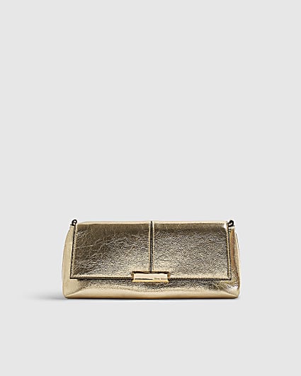 Gold Bar Flap Front Clutch Bag