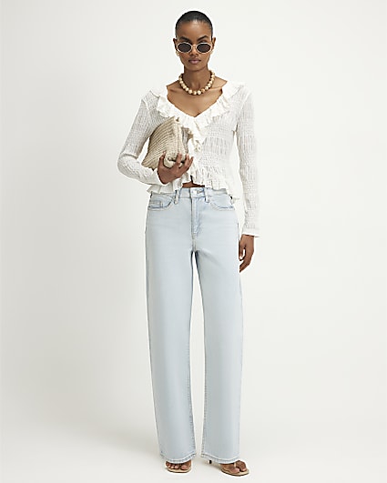 Blue Washed Core Barrel Leg Jeans