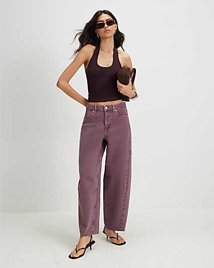 Pink Twist Seam Barrel Leg Jeans