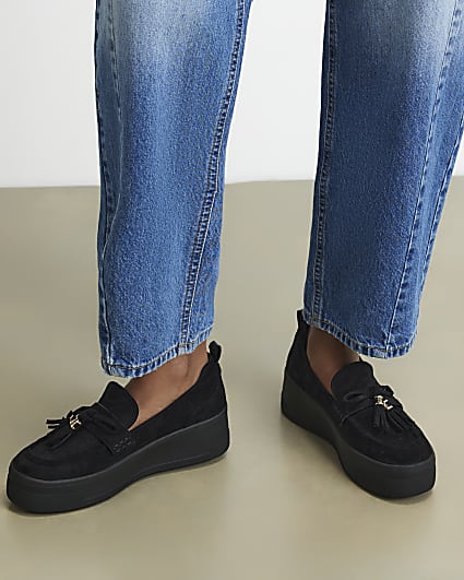Black Tassel Flatform Loafers