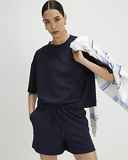 Navy Premium Boxy Clean T-Shirt