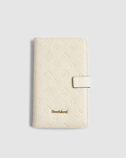 Cream Embossed Monogram Travel Wallet