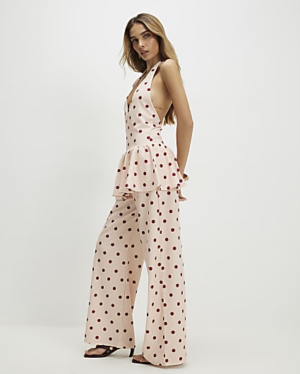 Pink Spot Wide Leg Trousers