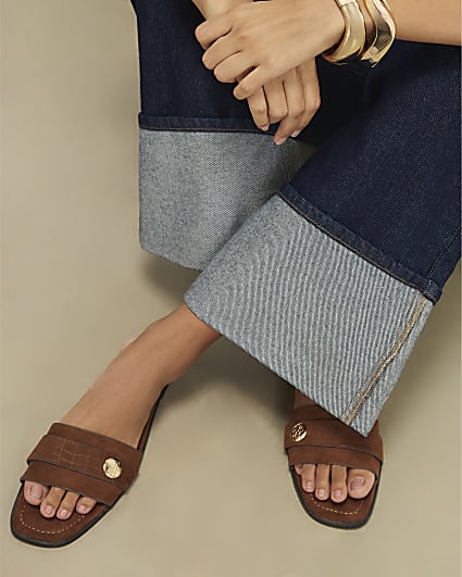 Brown Hardware Branded Sandals