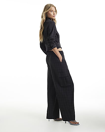 Blue Check Cargo Smart Joggers