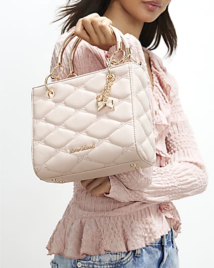 Pink Bow Quilted Tote Bag