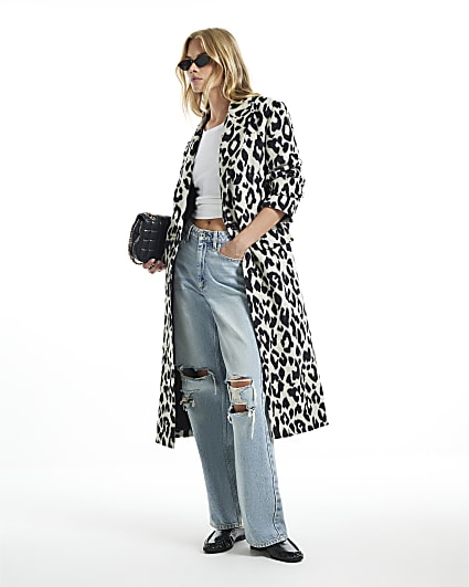 Cream Leopard Duster Coat