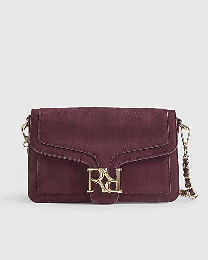Burgundy RR Flap Front Shoulder Bag