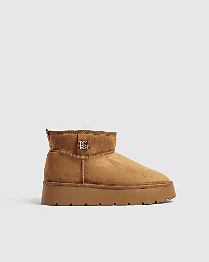 Brown Faux Fur Lined Platform Boots