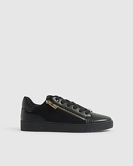 Black Zip Side Lace Up Trainers