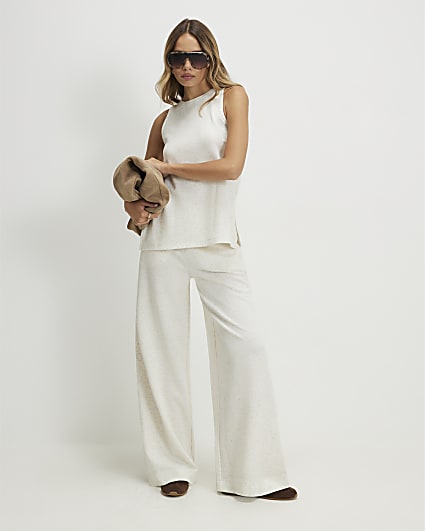 Cream Wide Leg Trousers
