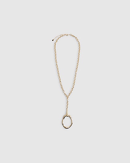 Gold Molten Lariat Necklace