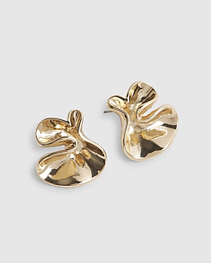 Gold Molten Stud Earrings
