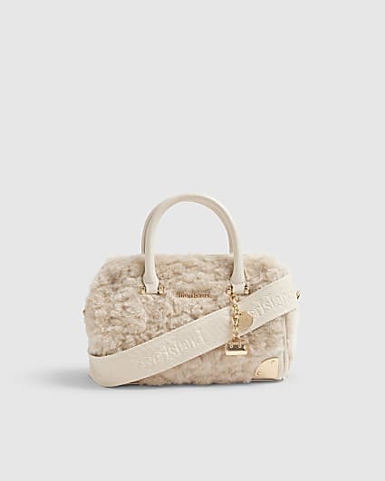 Cream Faux Fur Crossbody Bag