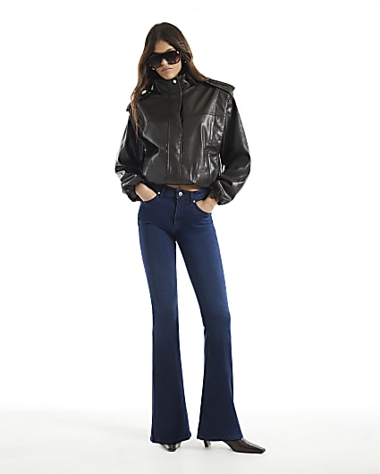 Blue High Waisted Sculpt Flare Leg Jeans