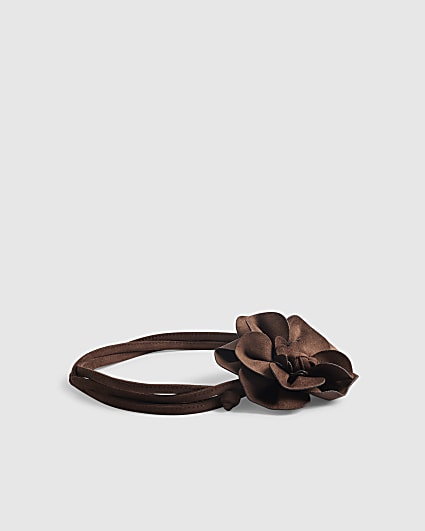 Brown Dark Corsage Flower Belt