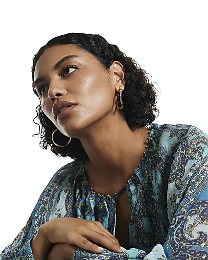 Gold Wave Hoop Earrings