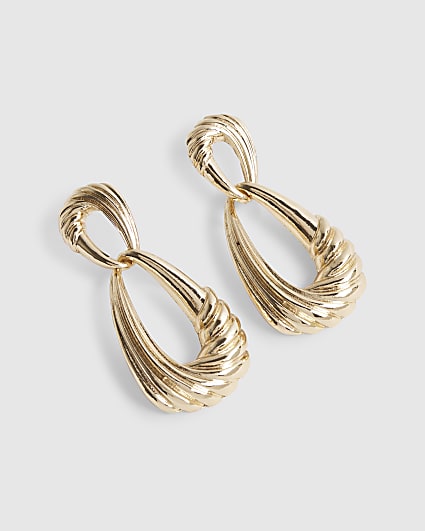 Gold Twisted Double Drop Earrings