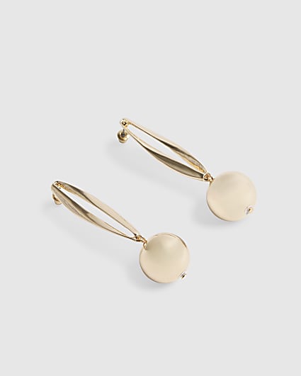 Gold Ball Double Stick Drop Earrings