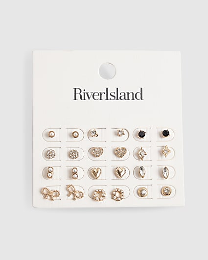 Gold Multi Heart Stud Earring Pack