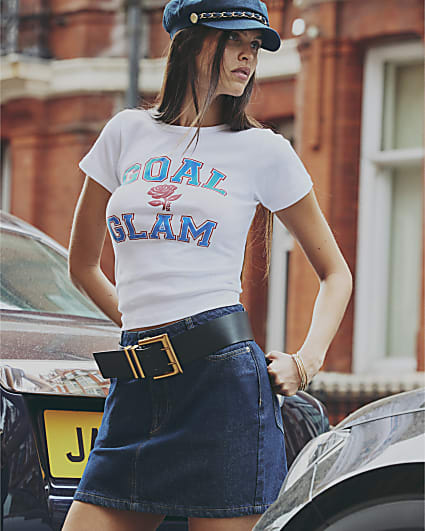 White Cotton Glam Football Baby T-Shirt