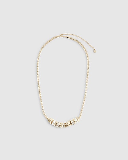 Gold Beaded Charm Necklace