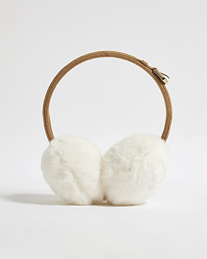 Cream Buckle Fluffy Earmuffs