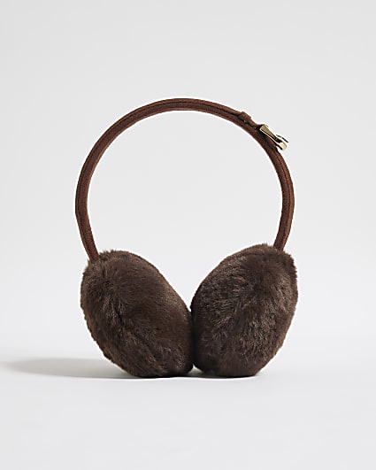 Brown Buckle Fluffy Earmuffs