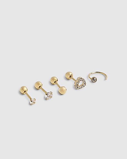 Gold Heart Ear Party Earrings Pack