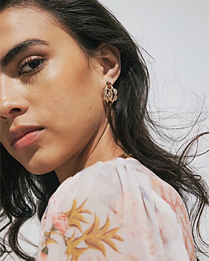 Gold Double Knot Earrings