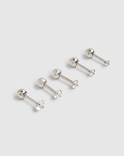Silver Stud Diamante Earring Pack