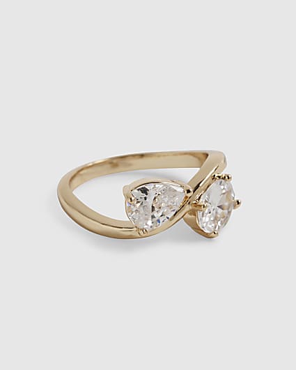 Gold Diamond Simulant Wrap Ring