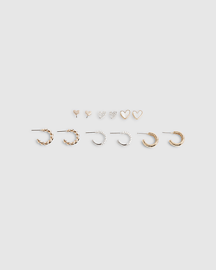 Gold Hoop And Stud Earring Multipack