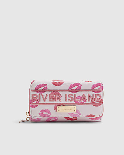 Pink Lipstick Logo Flap Purse