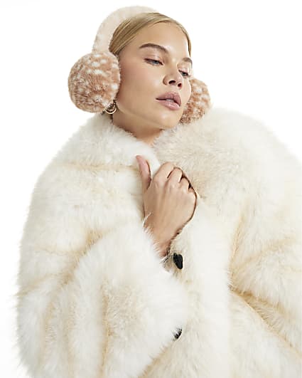 Brown Deer Print Earmuffs