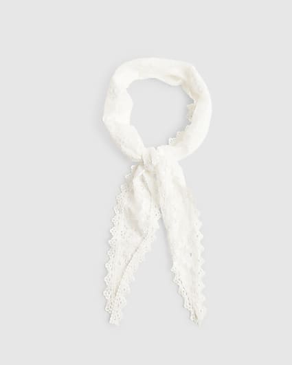 Cream Lace Triangle Scarf