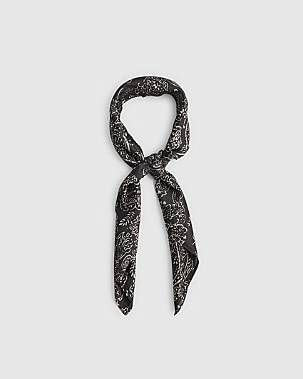 Black Paisley Print Scarf