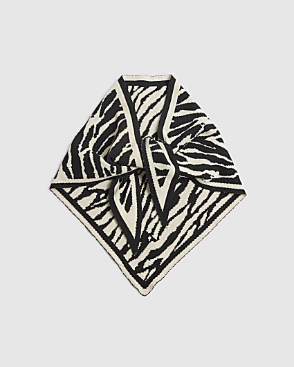 White Zebra Print Scarf