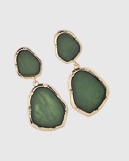 Green Irregular Double Drop Earrings