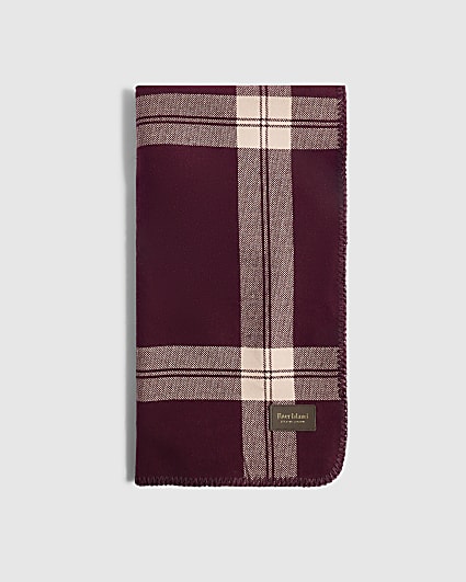 Burgundy Knit Check Lightweight Scarf