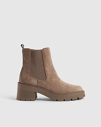 Brown Chunky Cleated Chelsea Boots